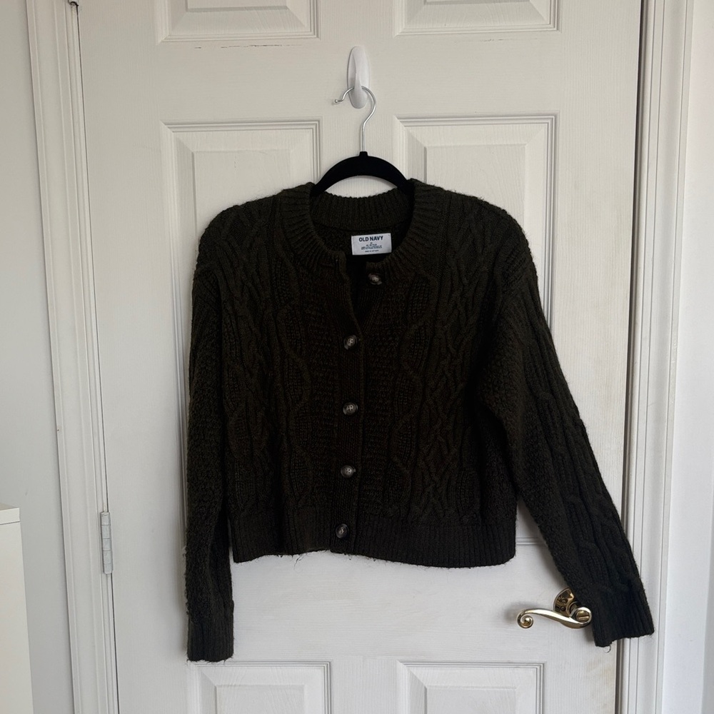 Forest Green Old Navy Cable Knit Cardigan